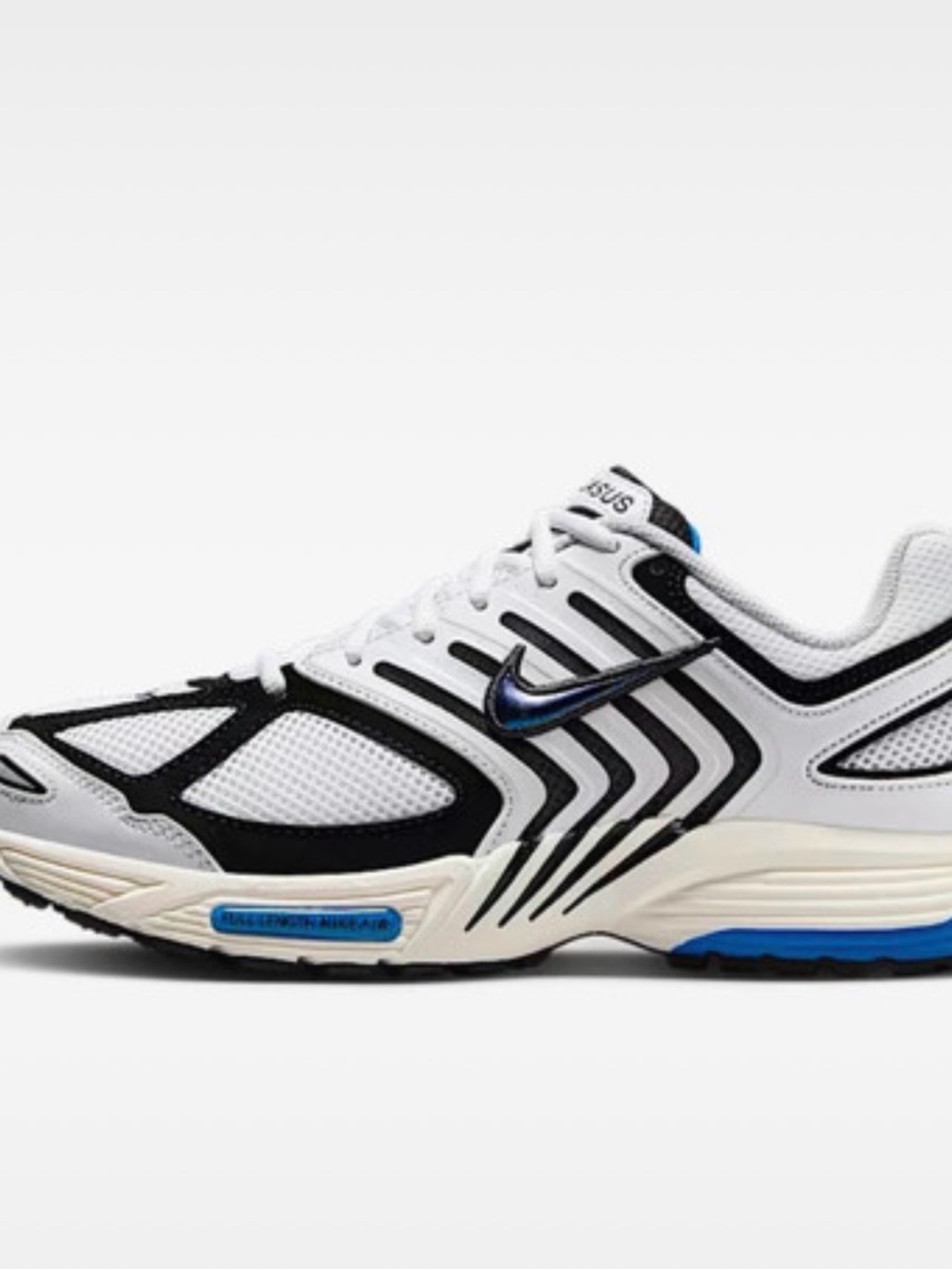 Nike White Black Running Shoe with Blue Highlights